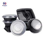 Hotselling eldobható amerikai fekete ebédlődoboz, kerek téglalap alakú négyzet